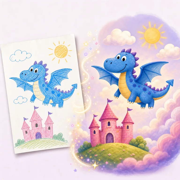 Desenho infantil transformado em uma ilustra&ccedil;&atilde;o pelo Rabisco M&aacute;gico