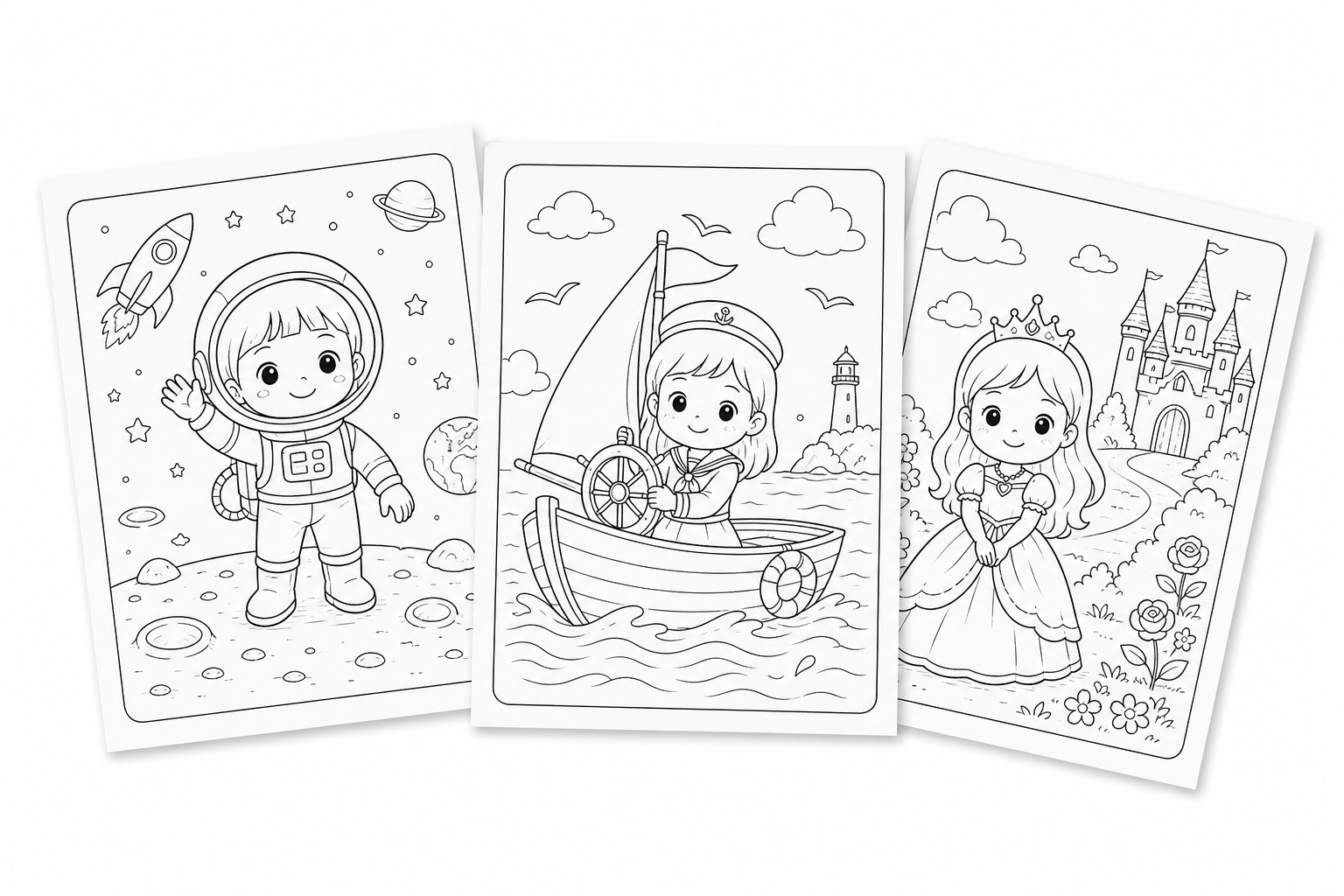 Tr&ecirc;s p&aacute;ginas infantis personalizadas para colorir